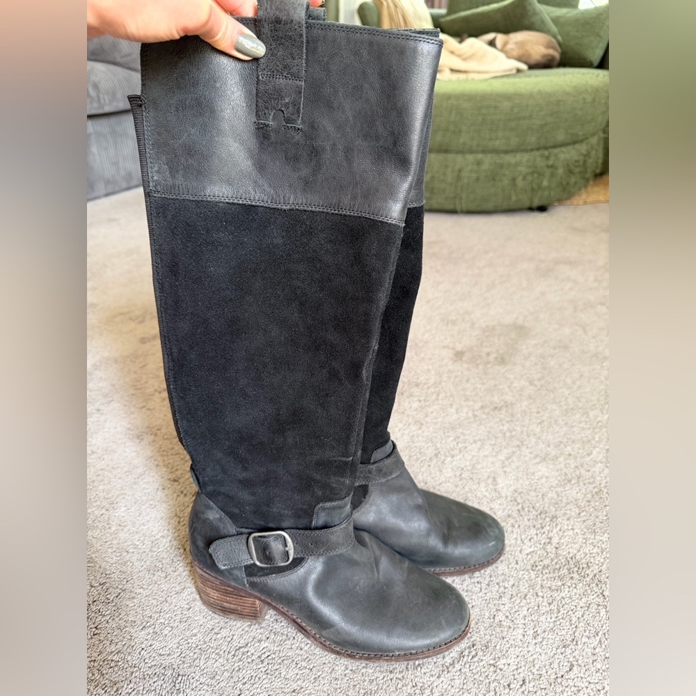 Lucky Brand Tall Buckle Riding Boots - Black